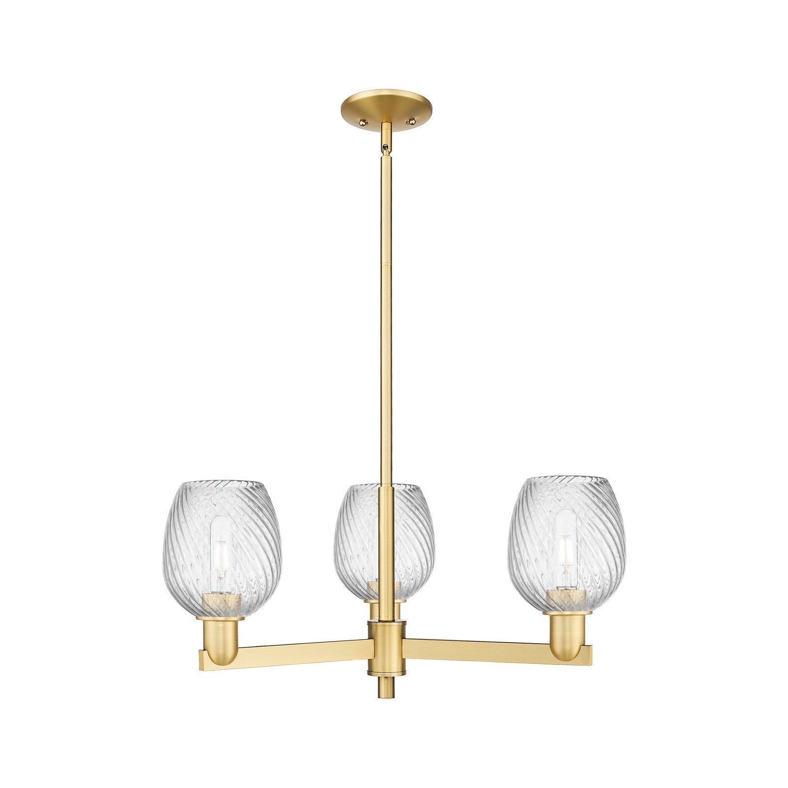 Innovations Salina 28in 3-Light Pendant | Industrial Satin Gold Steel and Clear Spiral Fluted Glass | Kitchen Island & Dining Room | Model 716-3CR-SG-G292