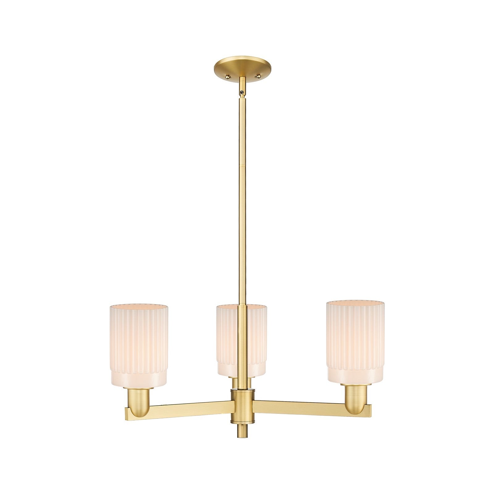 Innovations Hadley 26in 3-Light Pendant | Industrial Satin Gold Steel and Matte White Ribbed Glass | Kitchen Island & Dining Room | Model 716-3CR-SG-G341