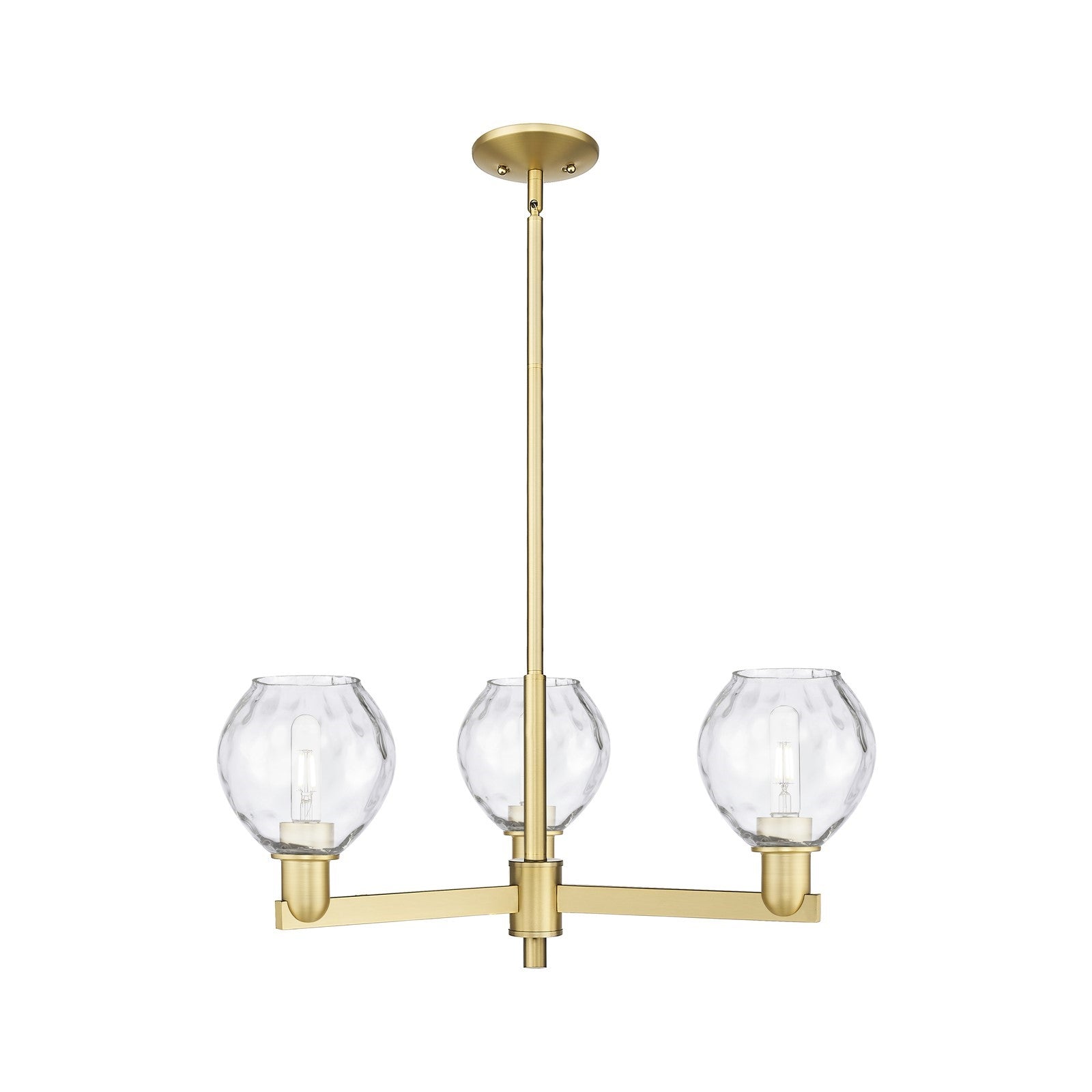 Innovations Waverly 28in 3-Light Pendant | Industrial Satin Gold Steel and Clear Glass | Kitchen Island & Dining Room | 27.75 x | Model 716-3CR-SG-G362