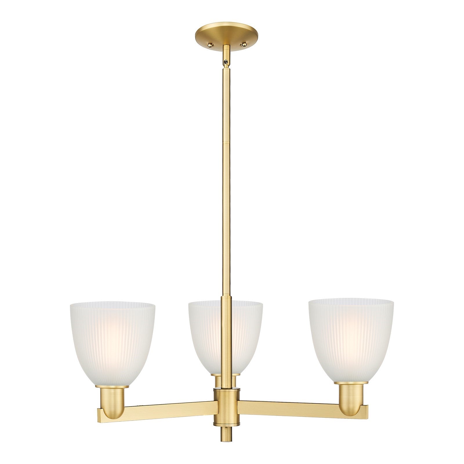 Innovations Castile 28in 3-Light Pendant | Industrial Modern Satin Gold Steel and White Glass | Kitchen Island & Dining Room | Model 716-3CR-SG-G381
