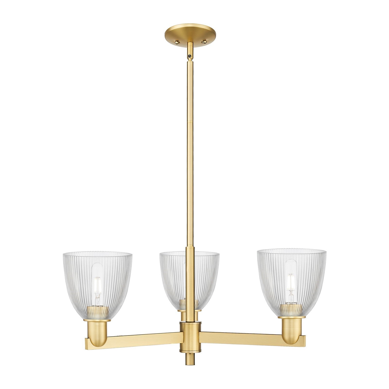 Innovations Castile 28in 3-Light Pendant | Industrial Satin Gold Steel and Clear Glass | Kitchen Island & Dining Room | 28 x 28 x | Model 716-3CR-SG-G382
