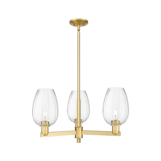 Innovations Preston 3Lt 18" Flute Stem Chandelier, GD/CL - 716-3CR-SG-G457-6CL