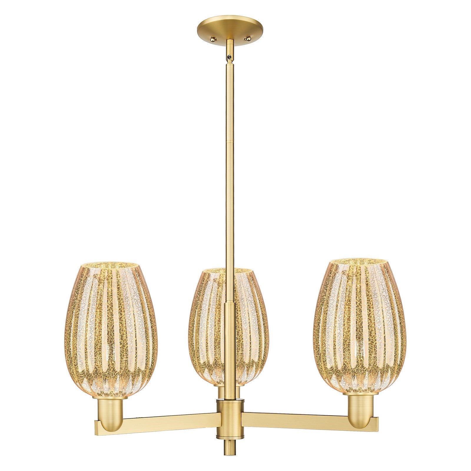 Innovations Preston Flute 28in 3-Light Pendant | Industrial Satin Gold Steel and Mercury Glass | Kitchen Island & Dining Room | Model 716-3CR-SG-G457-6ME