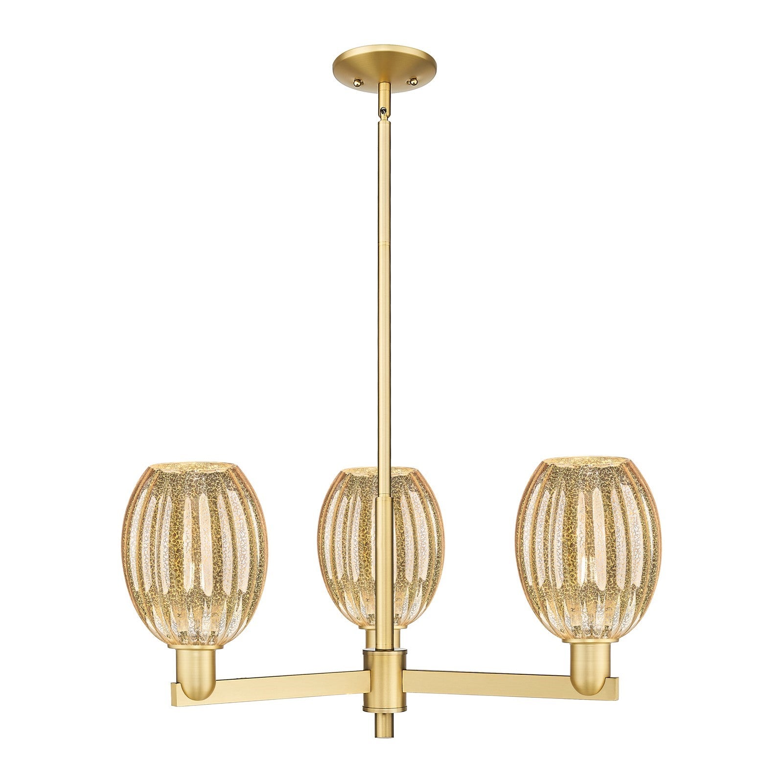 Innovations Preston Bulb 28in 3-Light Pendant | Industrial Satin Gold Steel and Mercury Glass | Kitchen Island & Dining Room | Model 716-3CR-SG-G459-6ME