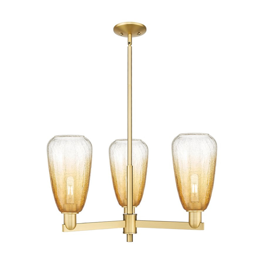 Innovations BH Almond 3Lt 18" Stem Chandelier, GD/AM - 716-3CR-SG-G480-6AM