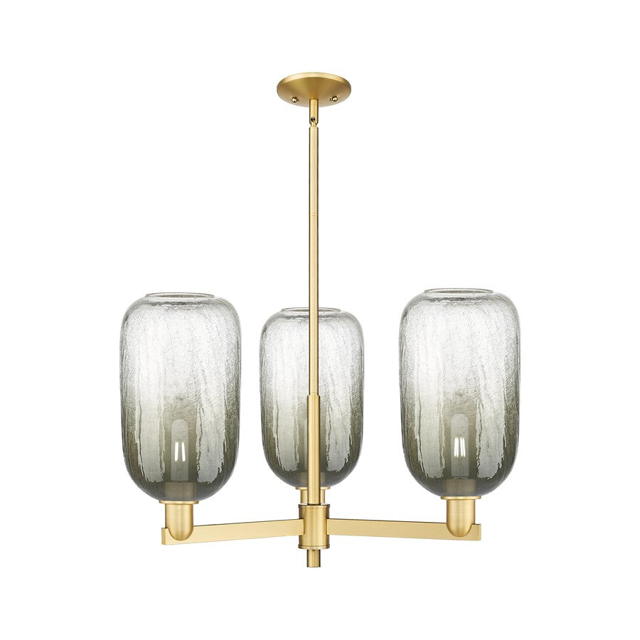 Innovations BH Cloche 3Lt 18" Stem Chandelier, GD/SL - 716-3CR-SG-G482-7SL