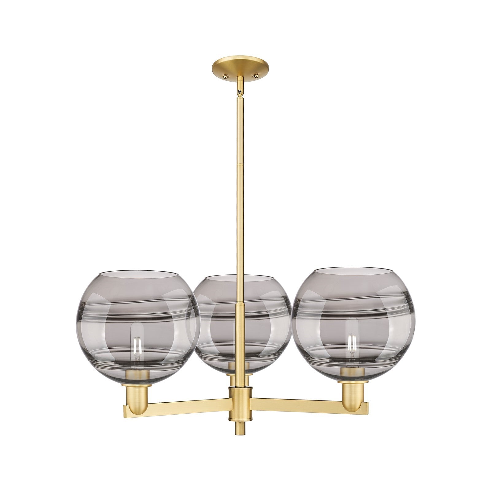 Innovations Rochester 32in 3-Light Pendant | Industrial Satin Gold Steel and Light Smoke Glass | Kitchen Island & Dining Room | Model 716-3CR-SG-G556-10SM