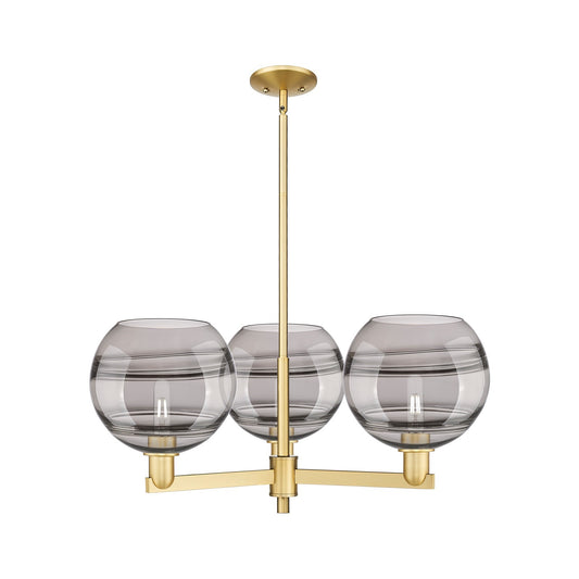 Innovations Rochester 32in 3-Light Pendant | Industrial Satin Gold Steel and Light Smoke Glass | Kitchen Island & Dining Room | Model 716-3CR-SG-G556-10SM