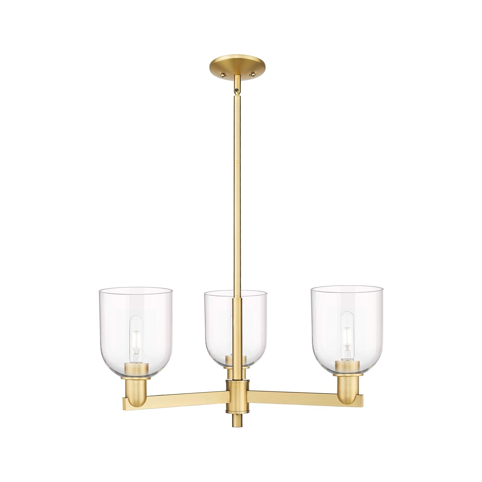 Innovations Bella 27in 3-Light Pendant | Industrial Satin Gold Steel and Clear Glass | Kitchen Island & Dining Room | 27.25 x | Model 716-3CR-SG-G558-6CL