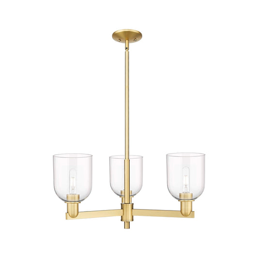 Innovations Bella 27in 3-Light Pendant | Industrial Satin Gold Steel and Clear Glass | Kitchen Island & Dining Room | 27.25 x | Model 716-3CR-SG-G558-6CL