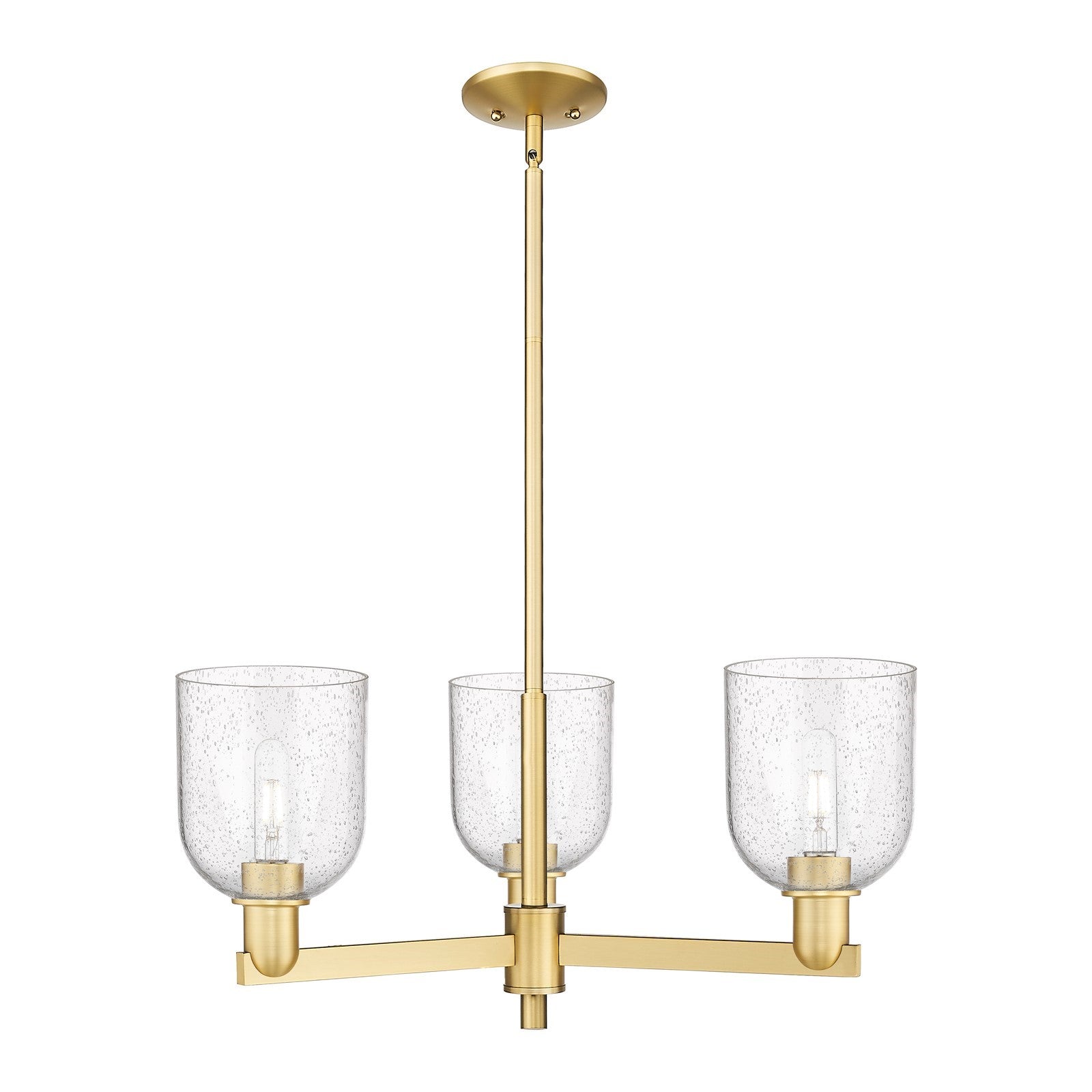 Innovations Bella 27in 3-Light Pendant | Industrial Satin Gold Steel and Seedy Glass | Kitchen Island & Dining Room | 27.25 x | Model 716-3CR-SG-G558-6SDY