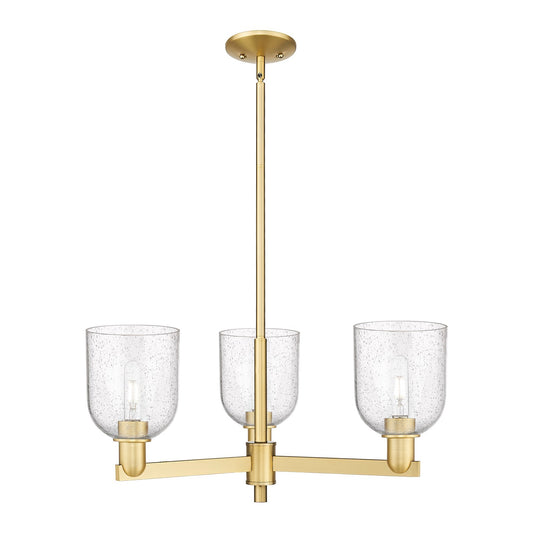 Innovations Bella 27in 3-Light Pendant | Industrial Satin Gold Steel and Seedy Glass | Kitchen Island & Dining Room | 27.25 x | Model 716-3CR-SG-G558-6SDY