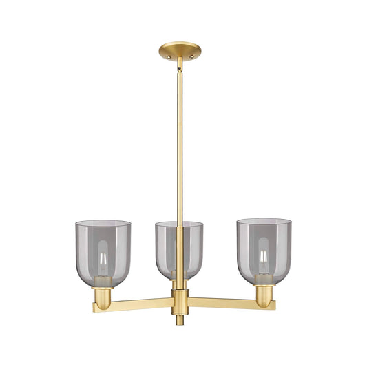 Innovations Bella 27in 3-Light Pendant | Industrial Satin Gold and Light Smoke Glass | Kitchen Island & Dining Room | 27.25 x | Model 716-3CR-SG-G558-6SM