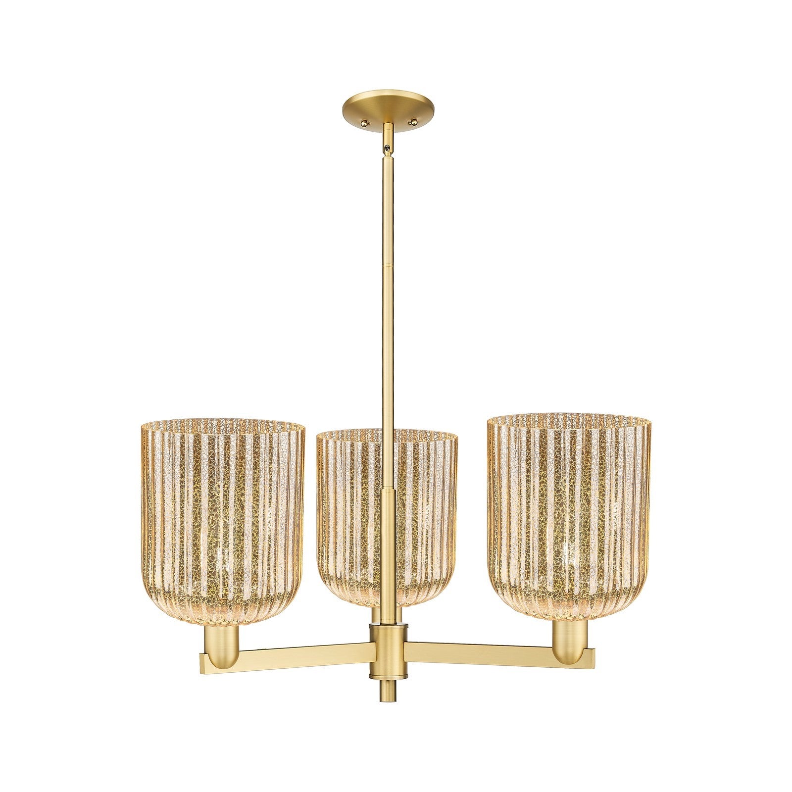 Innovations Bridal Veil 30in 3-Light Pendant | Industrial Satin Gold Steel and Mercury Ribbed Glass | Kitchen Island & Dining | Model 716-3CR-SG-G559-8ME