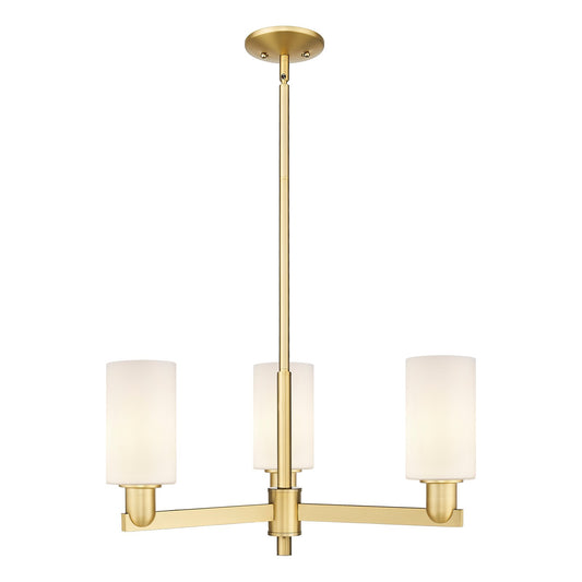 Innovations Clymer 26in 3-Light Pendant | Industrial Satin Gold Steel and Matte White Glass | Kitchen Island & Dining Room | 25.62 | Model 716-3CR-SG-G801