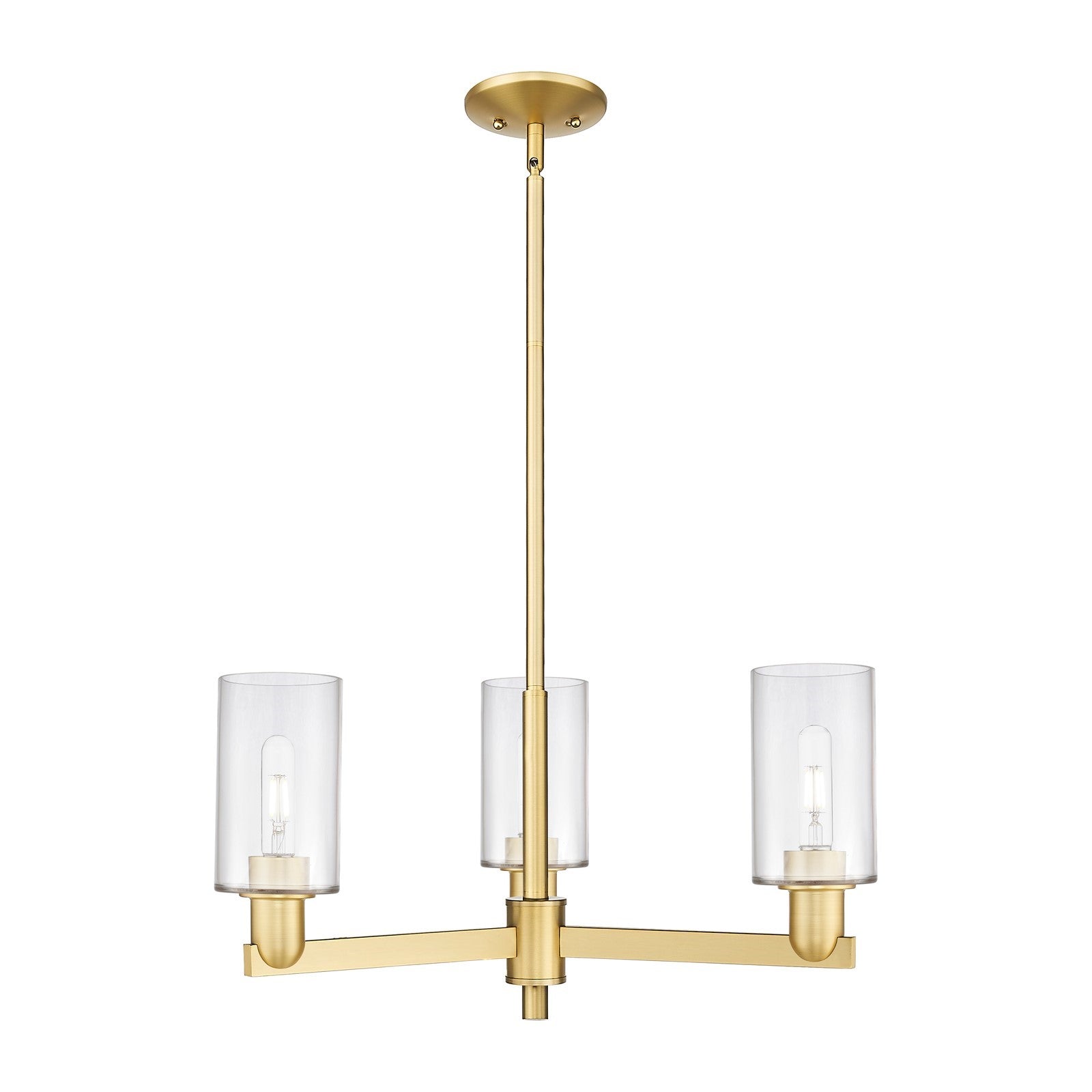 Innovations Clymer 26in 3-Light Pendant | Industrial Satin Gold Steel and Clear Glass | Kitchen Island & Dining Room | 25.62 x | Model 716-3CR-SG-G802