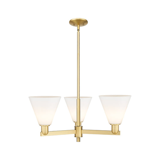 Innovations Berkshire Glass 30in 3-Light Pendant | Industrial Satin Gold Steel and Matte White Glass | Kitchen Island & Dining | Model 716-3CR-SG-GBC-81