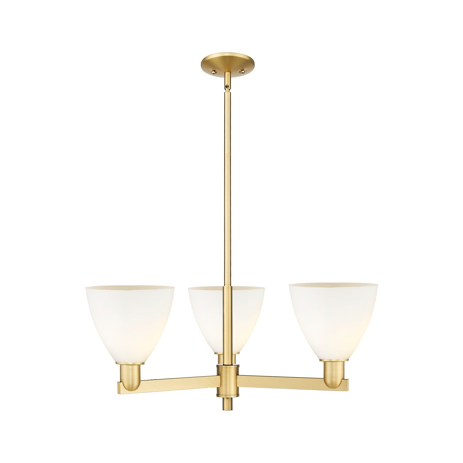 Innovations Bristol 29in 3-Light Pendant | Industrial Satin Gold Steel and Matte White Glass | Kitchen Island & Dining Room | Model 716-3CR-SG-GBD-751