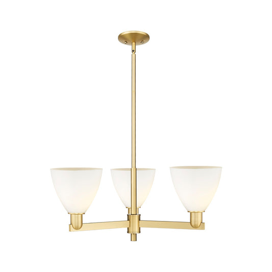 Innovations Bristol 29in 3-Light Pendant | Industrial Satin Gold Steel and Matte White Glass | Kitchen Island & Dining Room | Model 716-3CR-SG-GBD-751
