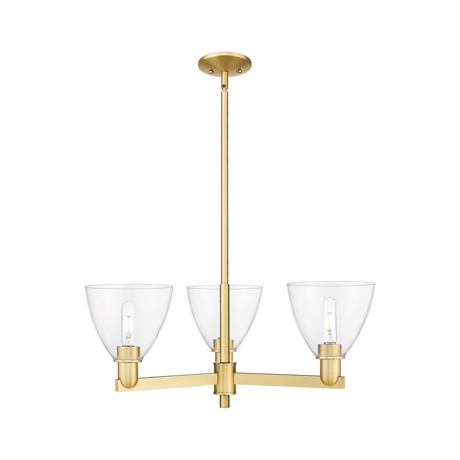 Innovations Bristol 29in 3-Light Pendant | Industrial Satin Gold Steel and Cast Brass with Clear Glass | Kitchen Island & | Model 716-3CR-SG-GBD-752