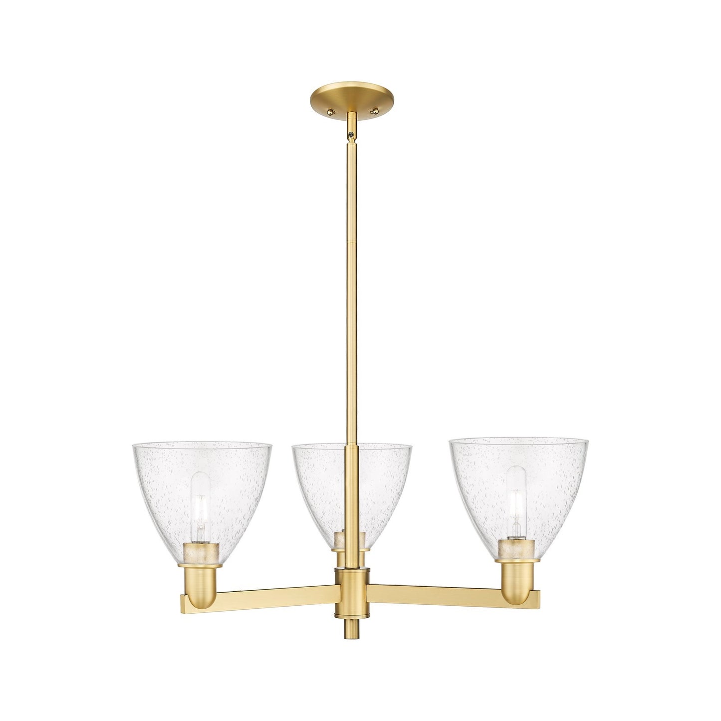 Innovations Bristol 29in 3-Light Pendant | Industrial Satin Gold Steel and Seedy Glass | Kitchen Island & Dining Room | 29.25 x | Model 716-3CR-SG-GBD-754