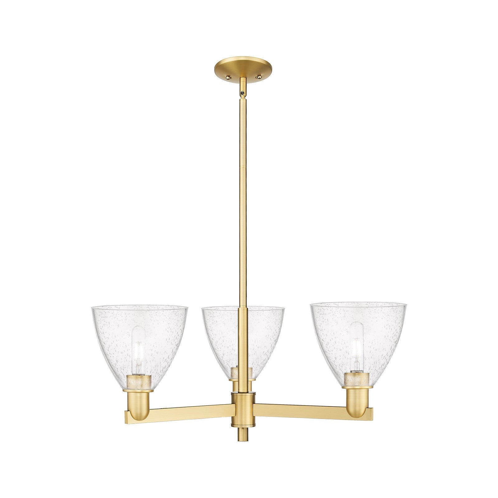 Innovations Bristol 29in 3-Light Pendant | Industrial Satin Gold Steel and Seedy Glass | Kitchen Island & Dining Room | 29.25 x | Model 716-3CR-SG-GBD-754
