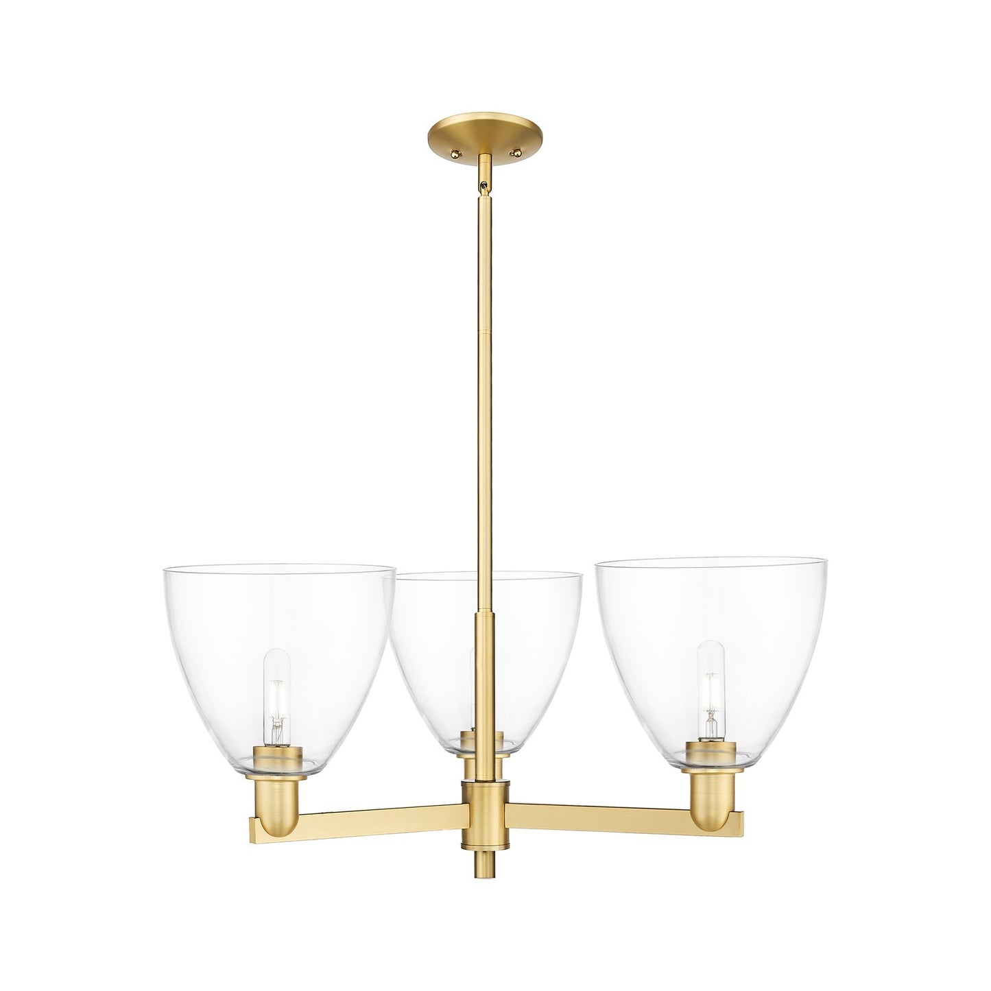 Innovations Bristol 31in 3-Light Pendant | Industrial Satin Gold Steel and Clear Glass | Kitchen Island & Dining Room | 30.75 x | Model 716-3CR-SG-GBD-92