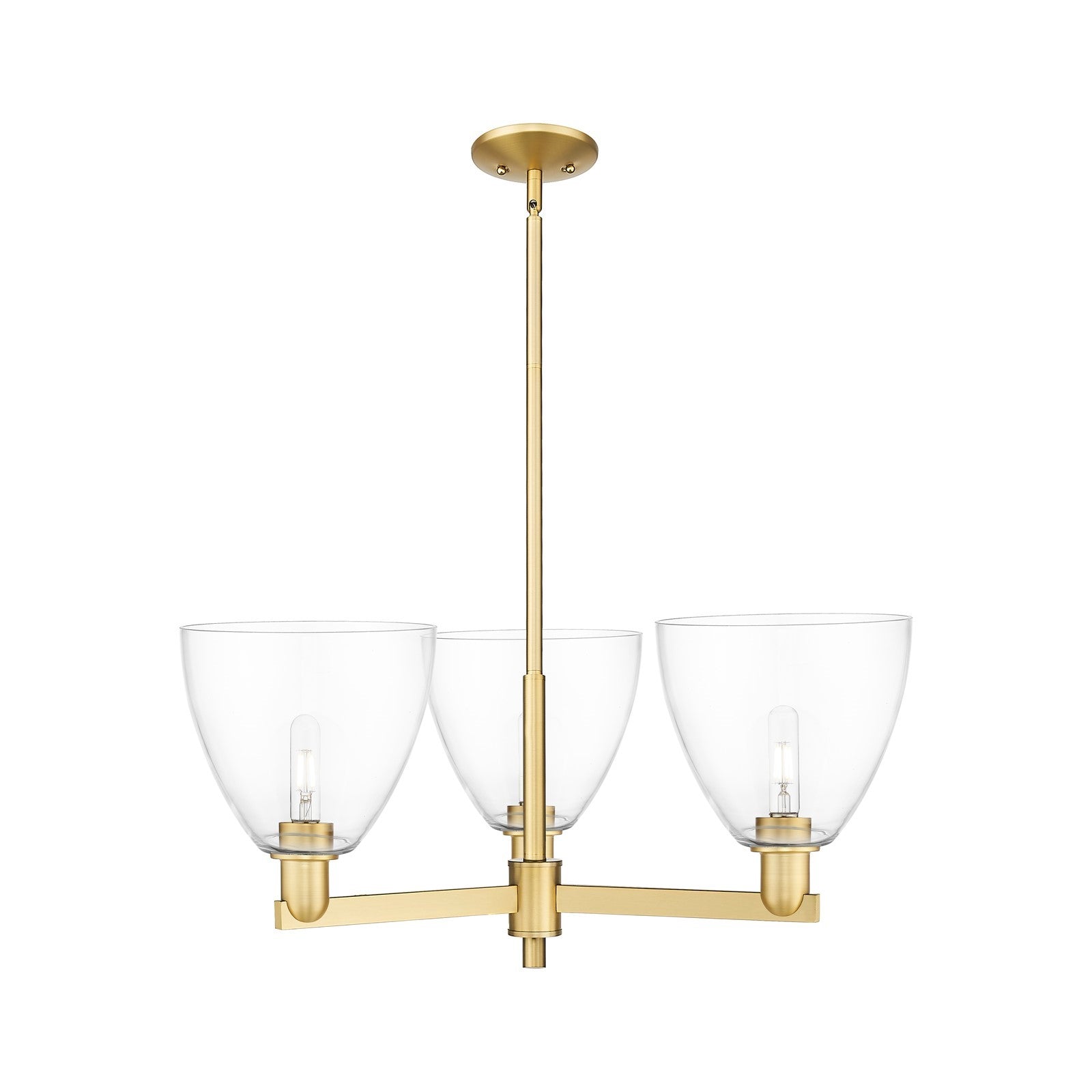 Innovations Bristol 31in 3-Light Pendant | Industrial Satin Gold Steel and Clear Glass | Kitchen Island & Dining Room | 30.75 x | Model 716-3CR-SG-GBD-92