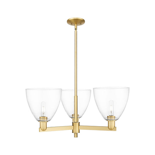 Innovations Bristol 31in 3-Light Pendant | Industrial Satin Gold Steel and Clear Glass | Kitchen Island & Dining Room | 30.75 x | Model 716-3CR-SG-GBD-92