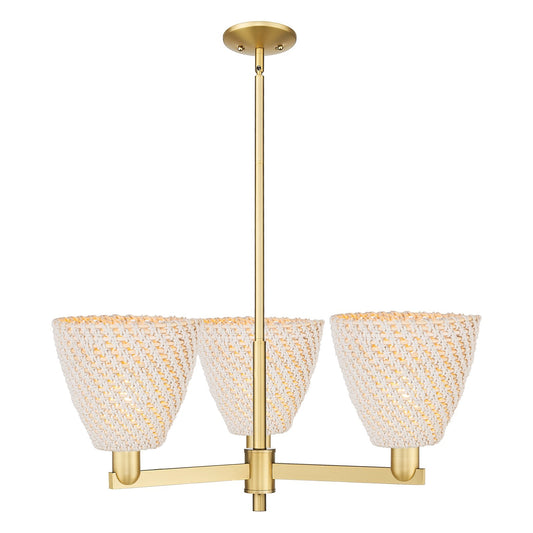 Innovations Bristol Natural 31in 3-Light Pendant | Industrial Satin Gold Steel and Cast Brass with Natural Fiber Dome Shade | Model 716-3CR-SG-NBD-9-NAT
