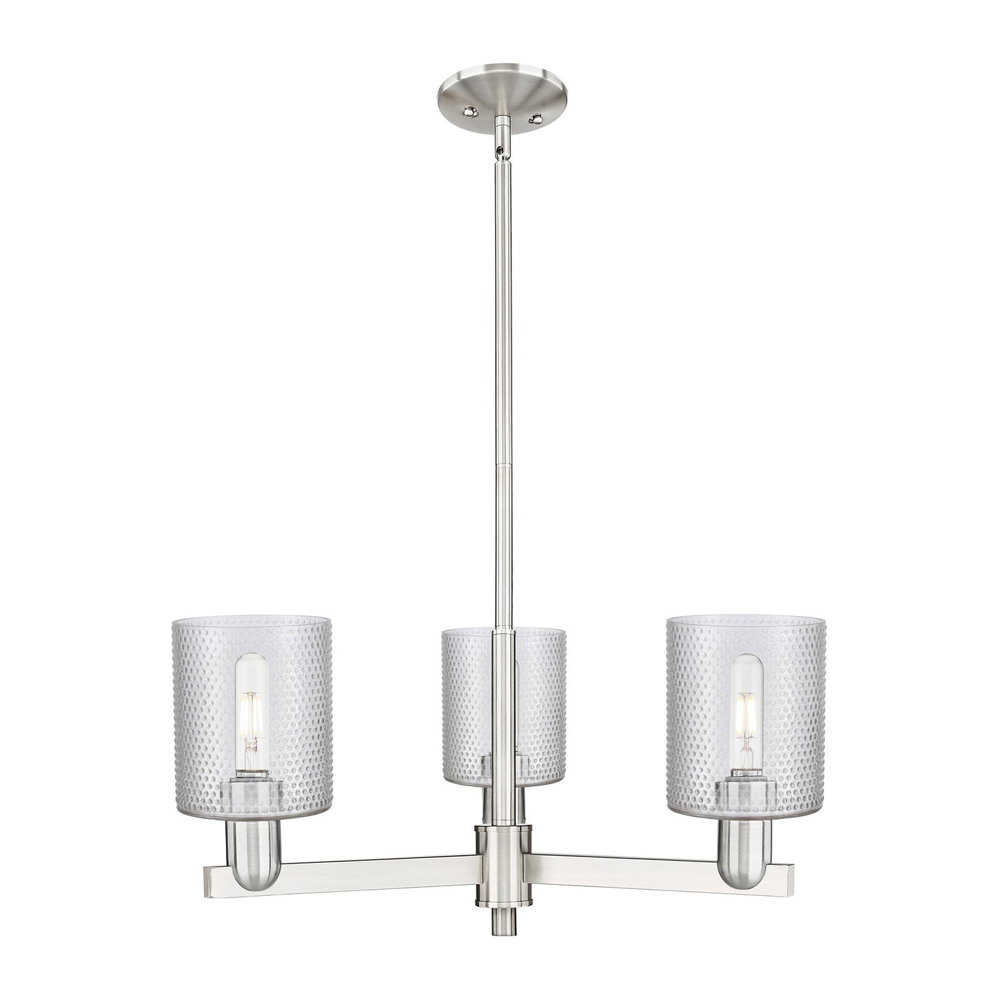 Innovations Cobbleskill 27in 3-Light Pendant | Industrial Satin Nickel Steel and Clear Glass | Kitchen Island & Dining Room | 27 x | Model 716-3CR-SN-G112