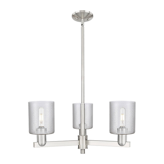 Innovations Cobbleskill 27in 3-Light Pendant | Industrial Satin Nickel Steel and Clear Glass | Kitchen Island & Dining Room | 27 x | Model 716-3CR-SN-G112
