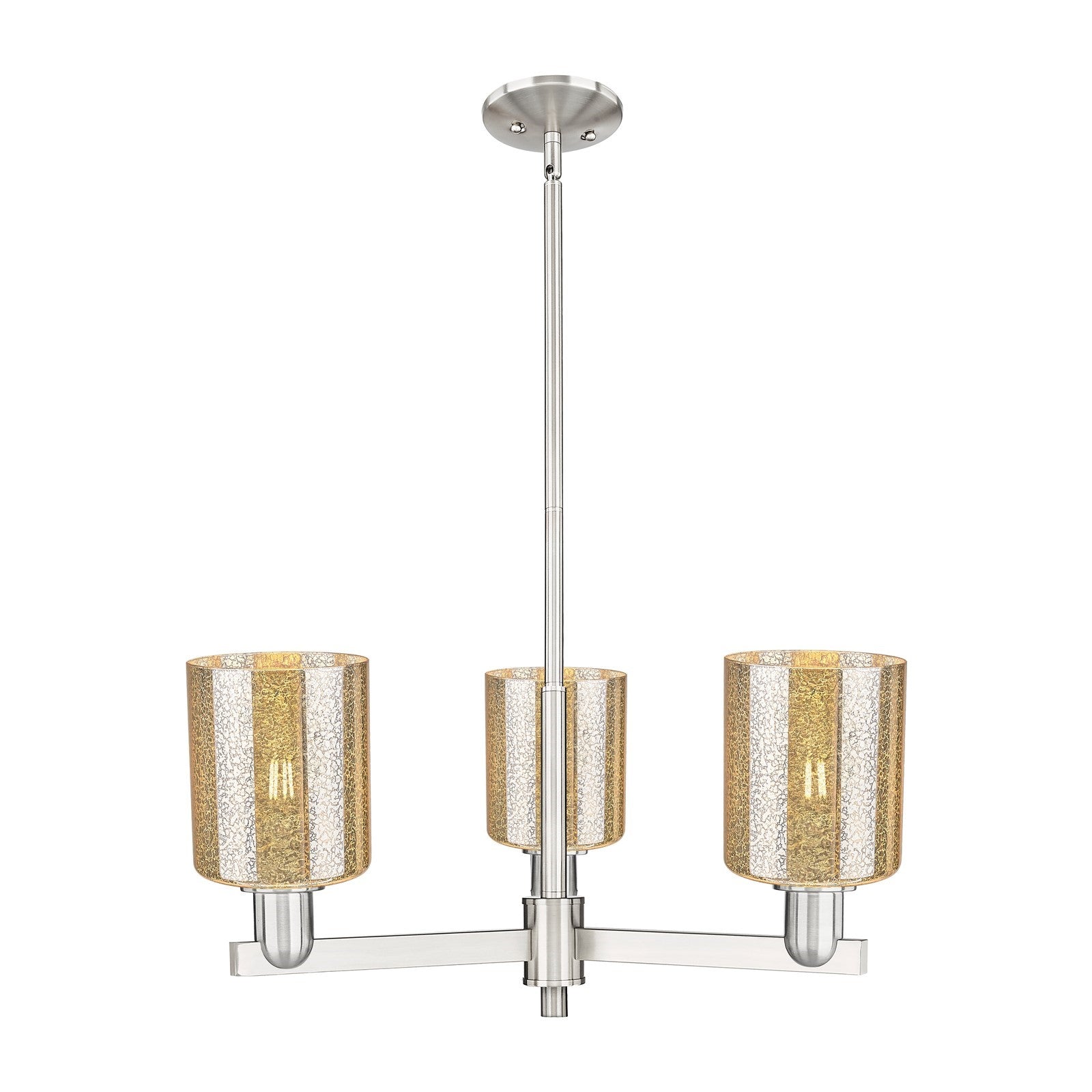 Innovations Cobbleskill 27in 3-Light Pendant | Industrial Satin Nickel Steel and Mercury Glass | Kitchen Island & Dining Room | 27 | Model 716-3CR-SN-G116