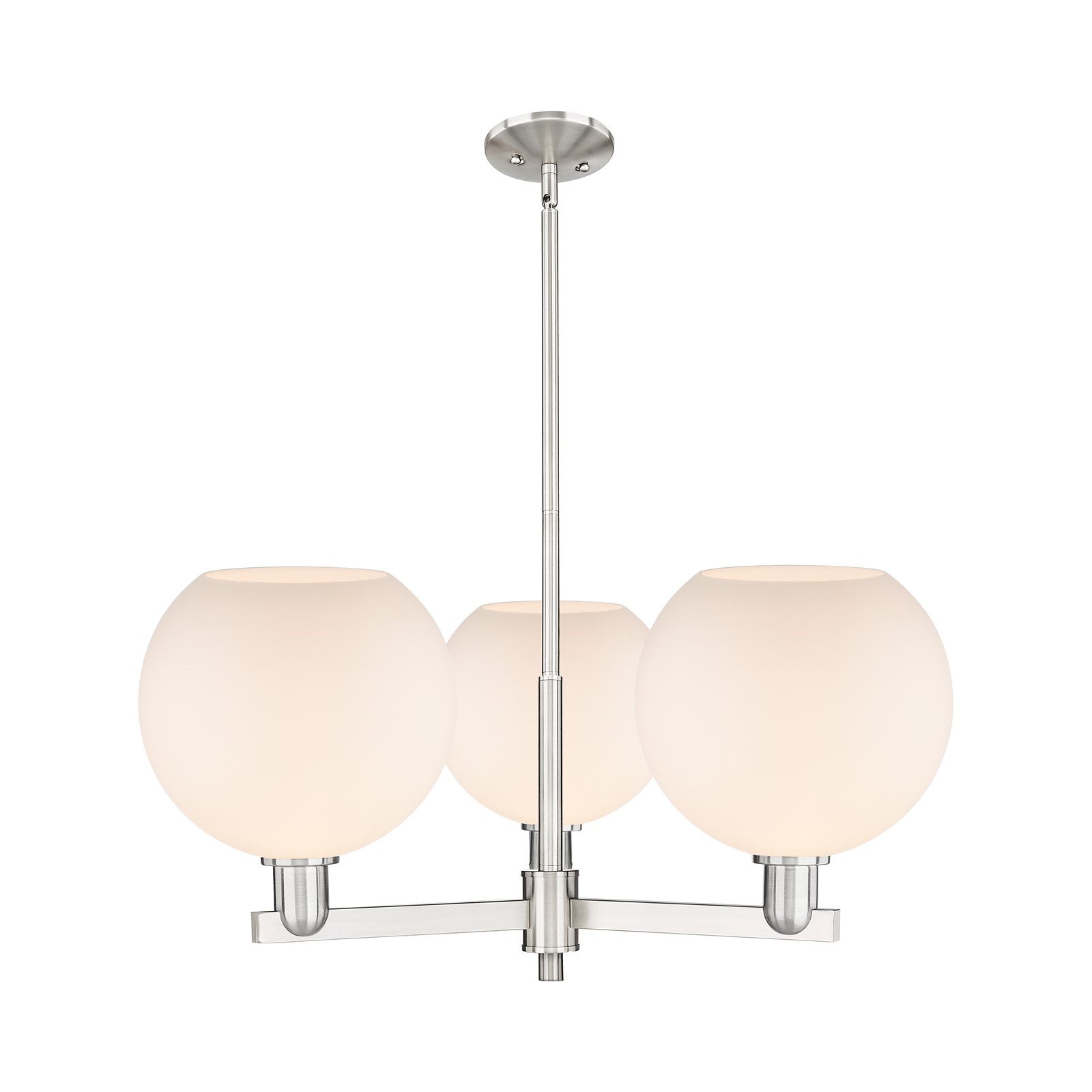 Innovations Athens 32in 3-Light Pendant | Industrial Satin Nickel and Matte White Glass | Kitchen Island & Dining Room | 31.75 | Model 716-3CR-SN-G121-10