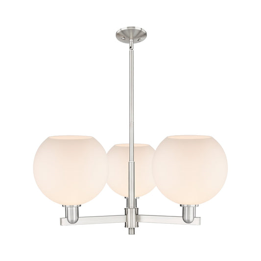 Innovations Athens 32in 3-Light Pendant | Industrial Satin Nickel and Matte White Glass | Kitchen Island & Dining Room | 31.75 | Model 716-3CR-SN-G121-10