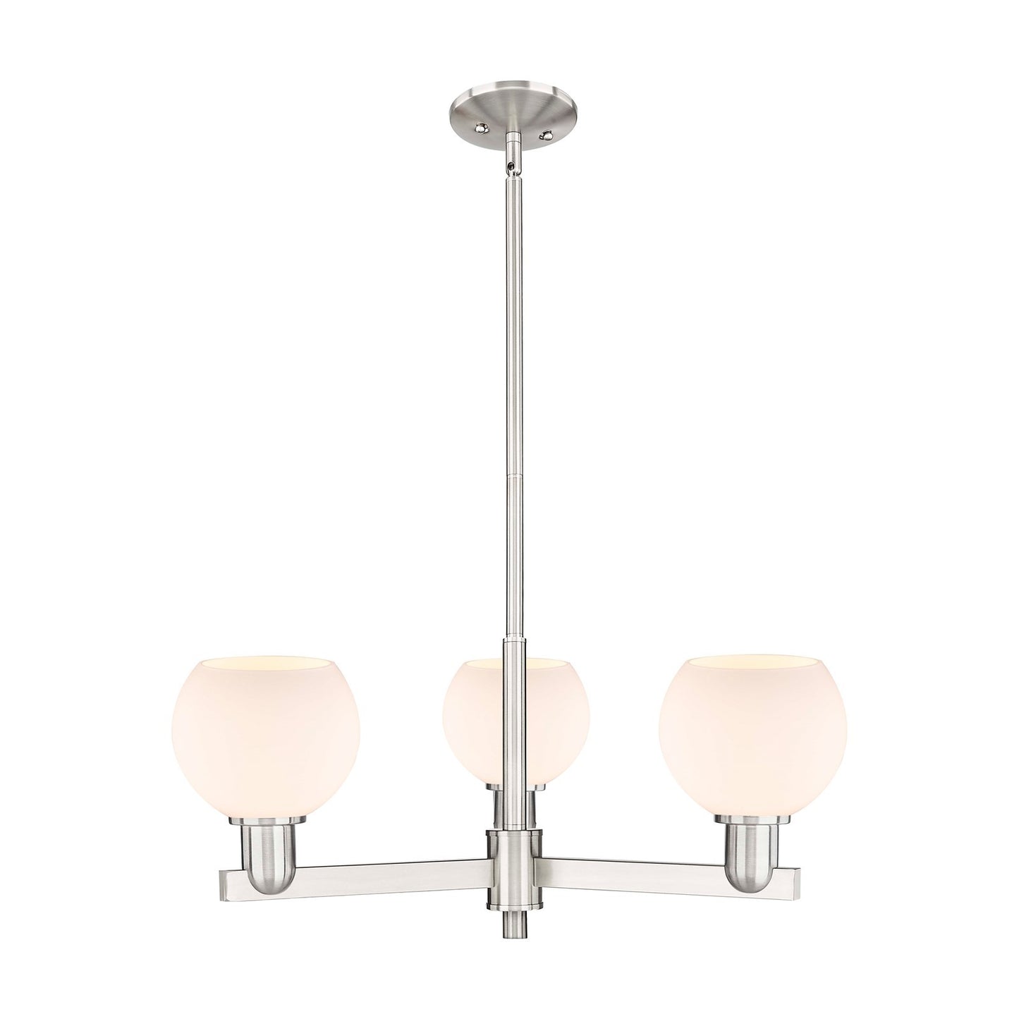 Innovations Athens 28in 3-Light Pendant | Industrial Satin Nickel Steel and Matte White Glass | Kitchen Island & Dining Room | Model 716-3CR-SN-G121-6