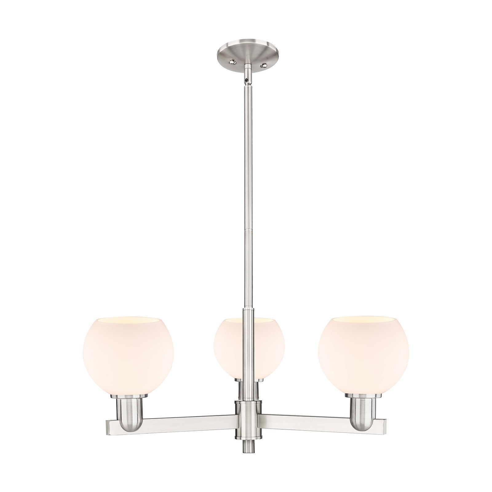 Innovations Athens 28in 3-Light Pendant | Industrial Satin Nickel Steel and Matte White Glass | Kitchen Island & Dining Room | Model 716-3CR-SN-G121-6