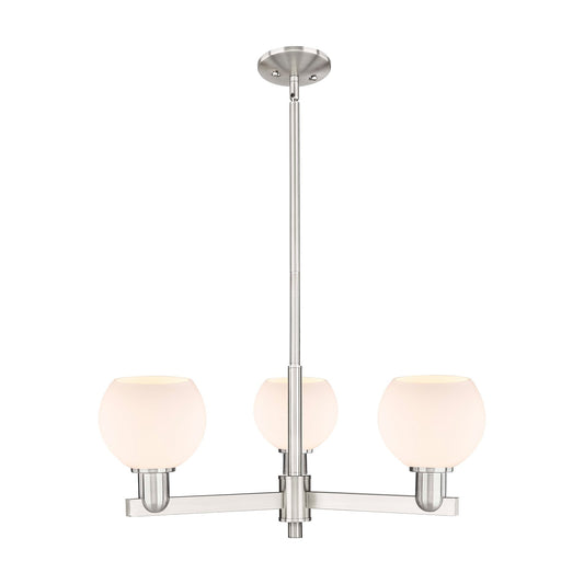 Innovations Athens 28in 3-Light Pendant | Industrial Satin Nickel Steel and Matte White Glass | Kitchen Island & Dining Room | Model 716-3CR-SN-G121-6