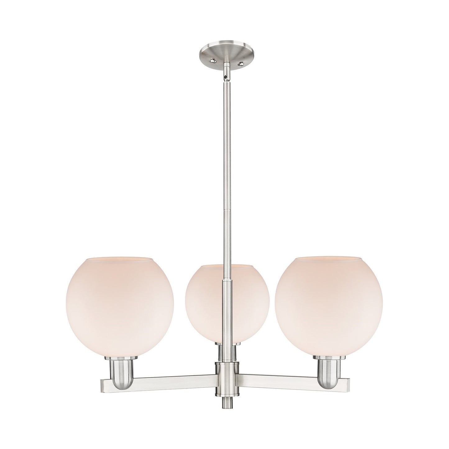 Innovations Athens 30in 3-Light Pendant | Industrial Satin Nickel Steel and Matte White Glass | Kitchen Island & Dining Room | Model 716-3CR-SN-G121-8