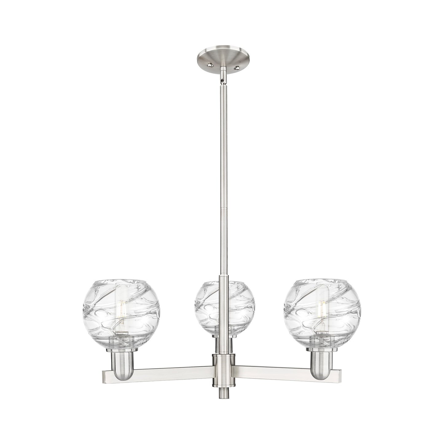 Innovations Athens Deco Swirl 27.62in 3-Light Pendant | Industrial Satin Nickel Steel and Clear Glass | Kitchen Island & | Model 716-3CR-SN-G1213-6CL