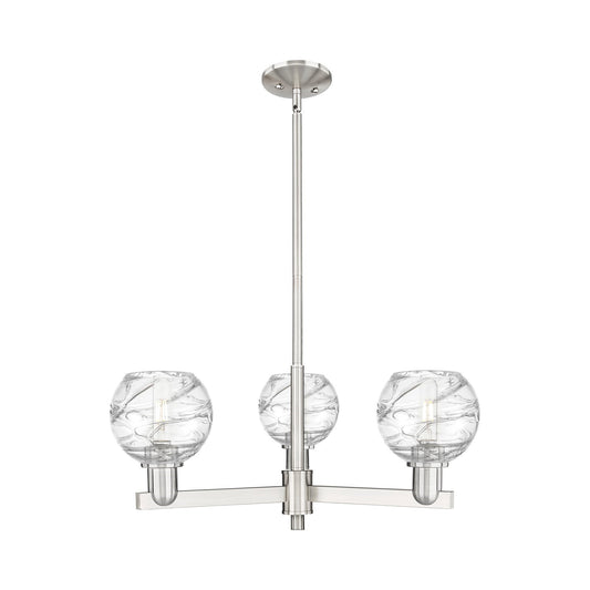 Innovations Athens Deco Swirl 27.62in 3-Light Pendant | Industrial Satin Nickel Steel and Clear Glass | Kitchen Island & | Model 716-3CR-SN-G1213-6CL