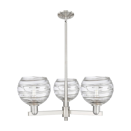 Innovations Athens Deco Swirl 30in 3-Light Pendant | Industrial Satin Nickel Steel and Clear Deco Swirl Glass | Kitchen | Model 716-3CR-SN-G1213-8CL