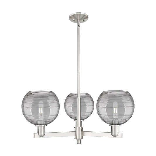 Innovations Athens Deco Swirl 30in 3-Light Pendant | Industrial Satin Nickel Steel and Light Smoke Glass | Kitchen Island & | Model 716-3CR-SN-G1213-8SM