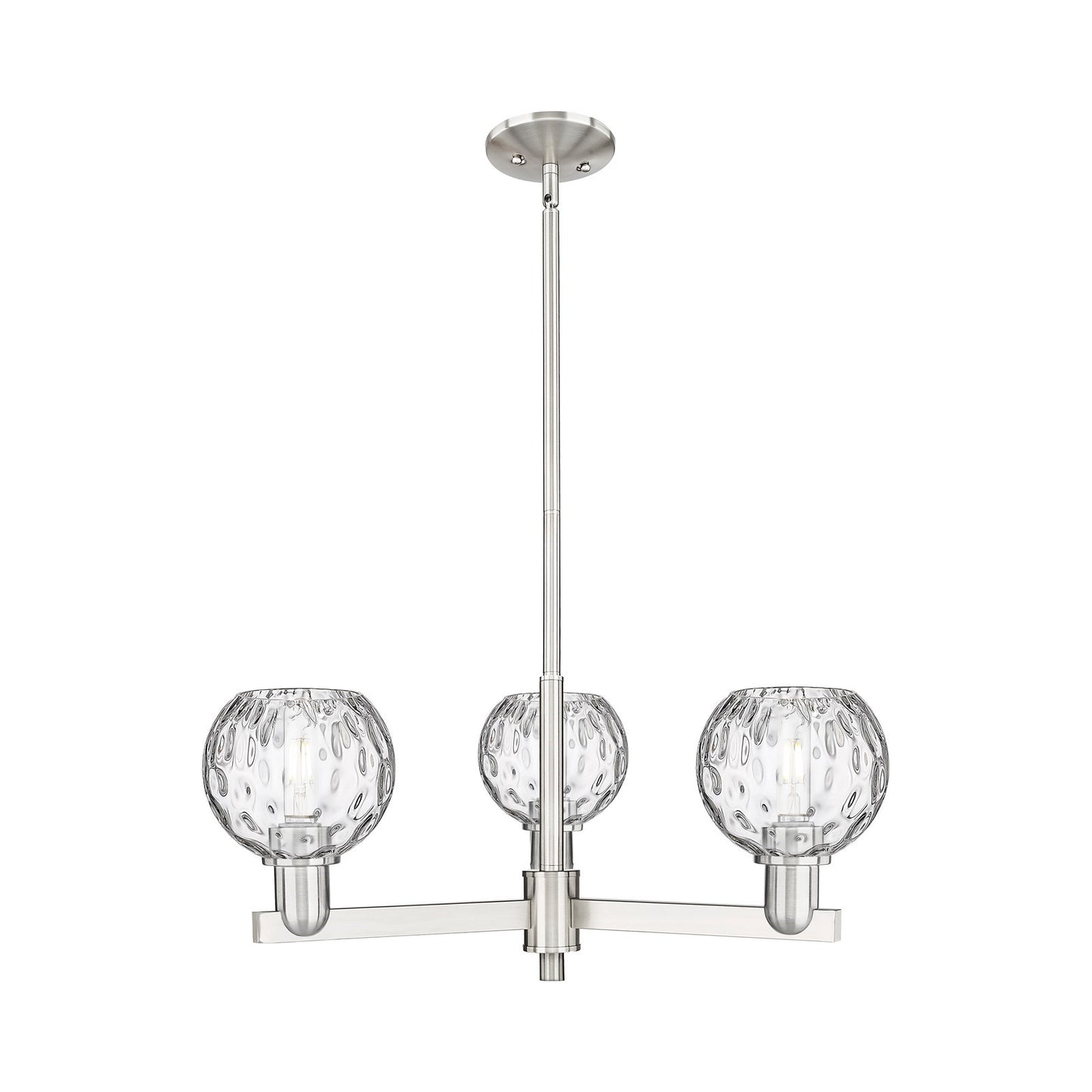 Innovations Athens Water Glass 28in 3-Light Pendant | Industrial Satin Nickel Steel and Clear Glass | Kitchen Island & Dining | Model 716-3CR-SN-G1215-6