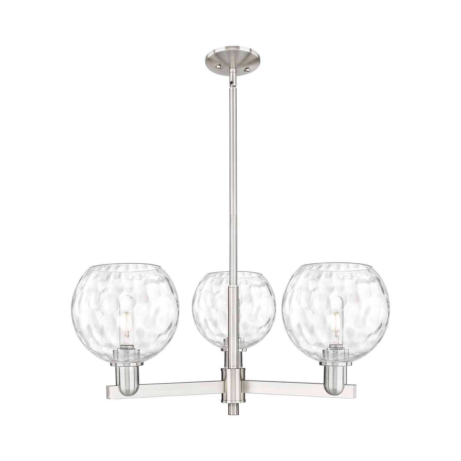 Innovations Athens Water Glass 30in 3-Light Pendant | Industrial Satin Nickel Steel and Clear Glass | Kitchen Island & Dining | Model 716-3CR-SN-G1215-8