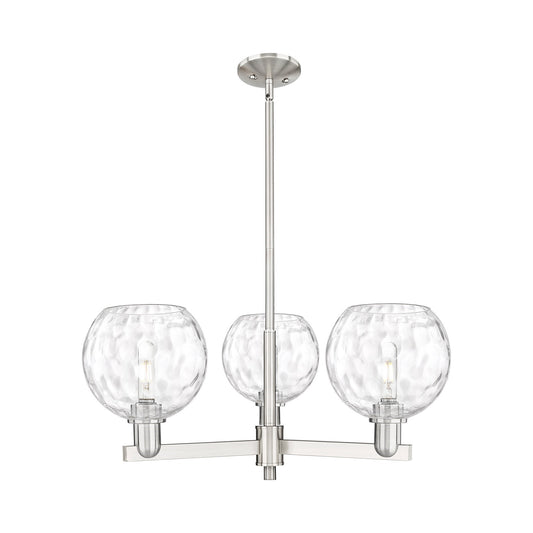 Innovations Athens Water Glass 30in 3-Light Pendant | Industrial Satin Nickel Steel and Clear Glass | Kitchen Island & Dining | Model 716-3CR-SN-G1215-8