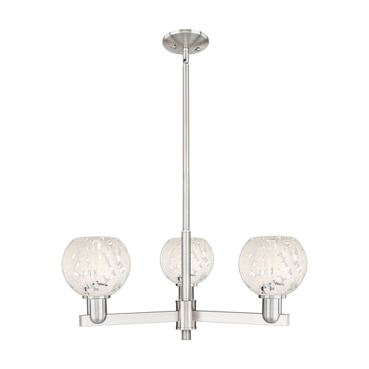 Innovations Lighting White Mouchette 28in 3-Light Pendant | Industrial Satin Nickel Steel and White Glass | Kitchen Island & | Model 716-3CR-SN-G1216-6WM