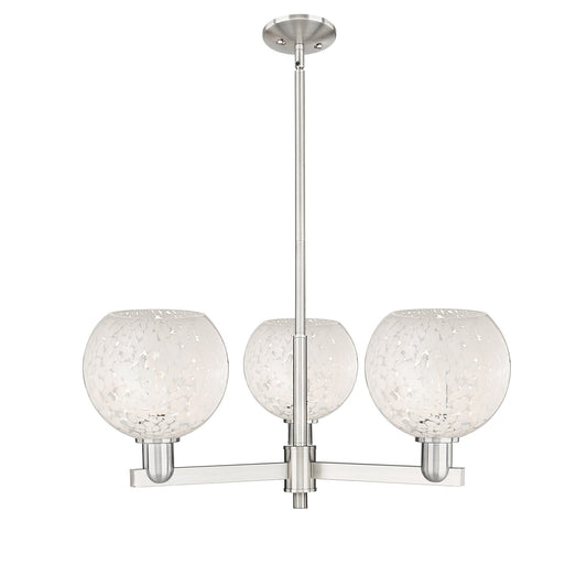 Innovations Lighting White Mouchette 30in 3-Light Pendant | Industrial Satin Nickel and White Glass | Kitchen Island & Dining | Model 716-3CR-SN-G1216-8WM
