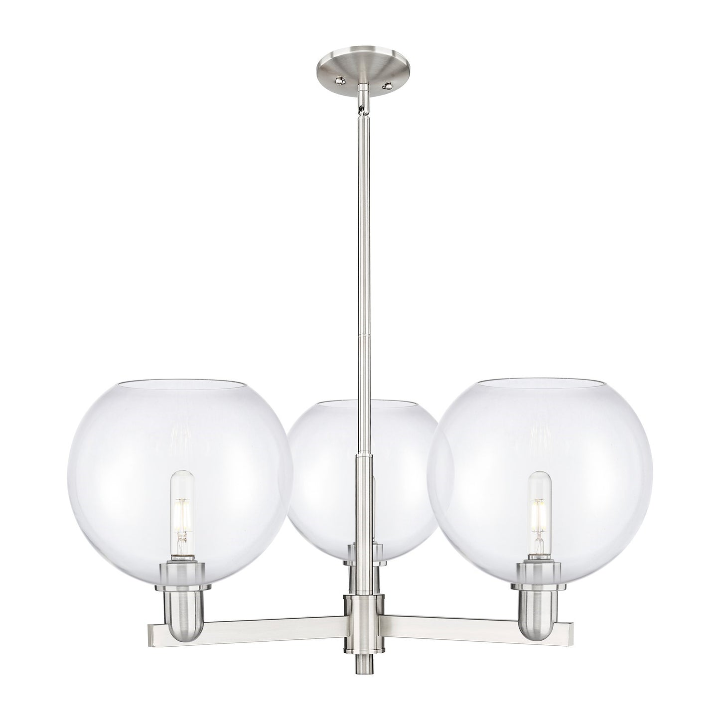 Innovations Athens 32in 3-Light Pendant | Industrial Satin Nickel Steel and Clear Glass | Kitchen Island & Dining Room | 31.75 | Model 716-3CR-SN-G122-10