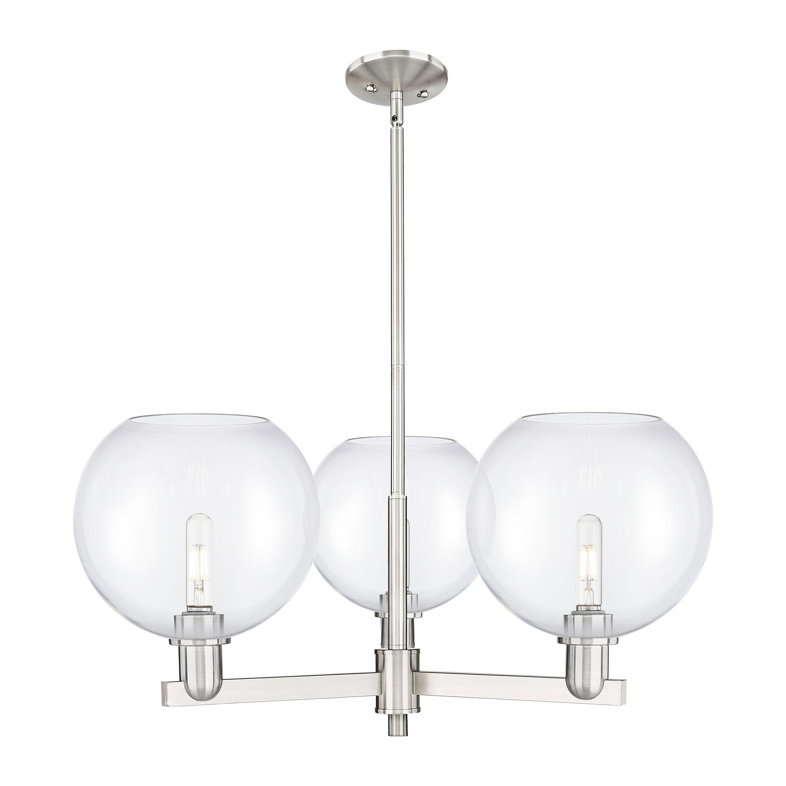 Innovations Athens 32in 3-Light Pendant | Industrial Satin Nickel Steel and Clear Glass | Kitchen Island & Dining Room | 31.75 | Model 716-3CR-SN-G122-10